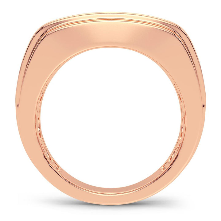 Refined 14k Rose Gold Lab Diamond Mens Statement Ring