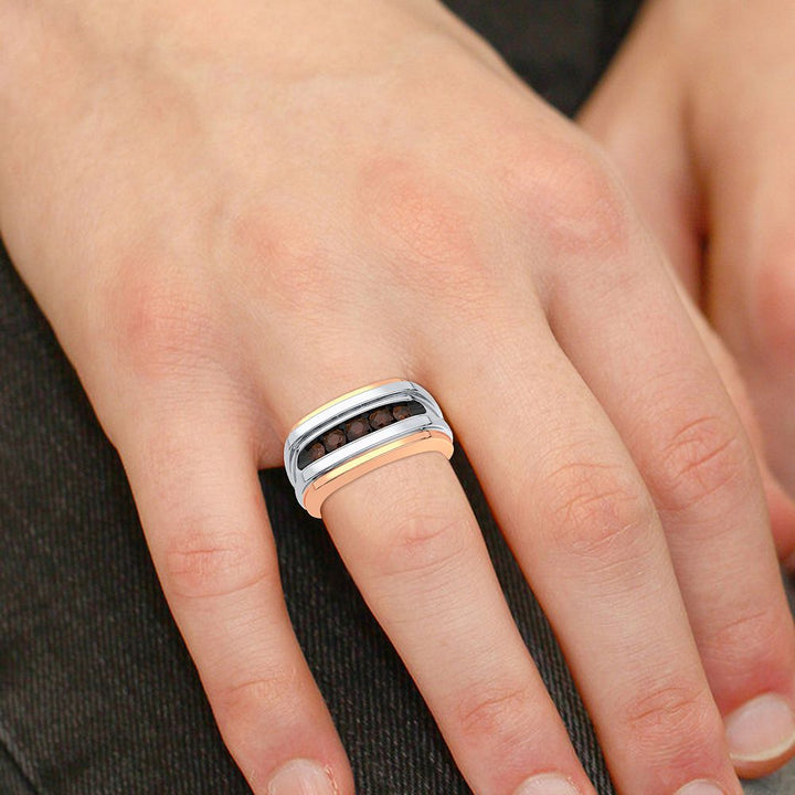 Refined 14k Rose Gold Lab Diamond Mens Statement Ring