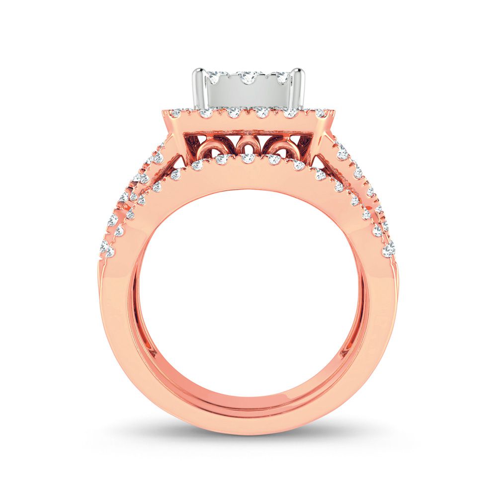Romantic 14k Rose Gold Lab Diamond Bridal Ring (1.50ct)