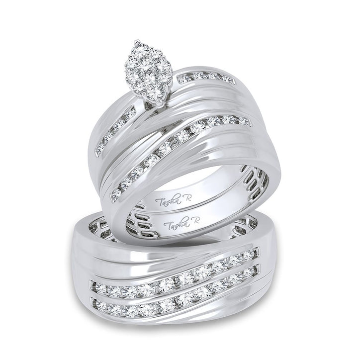 14k White Gold 1.13CT Lab Diamond Bridal Trio Set