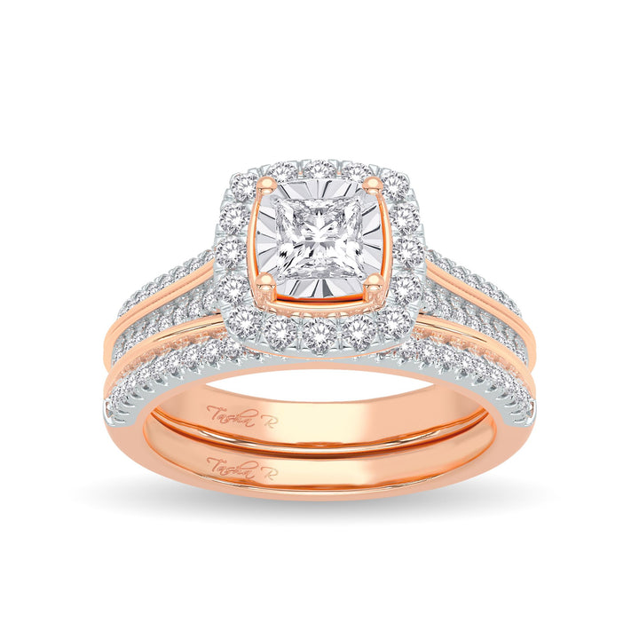 Romantic 14k Rose Gold Lab Diamond Bridal Ring (0.64CT)