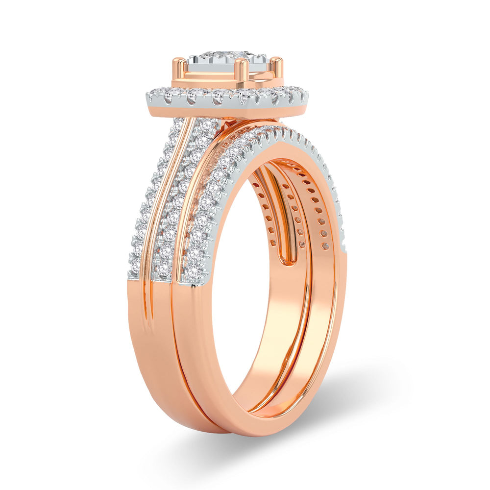 Romantic 14k Rose Gold Lab Diamond Bridal Ring (0.64CT)