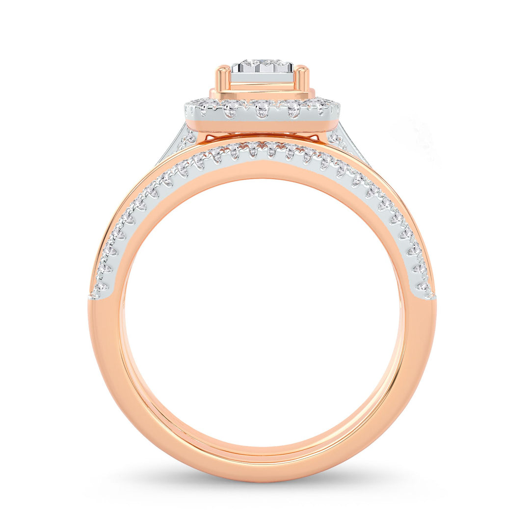Romantic 14k Rose Gold Lab Diamond Bridal Ring (0.64CT)