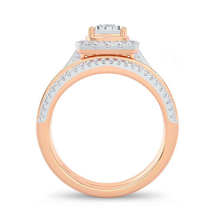 Romantic 14k Rose Gold Lab Diamond Bridal Ring (0.64CT)