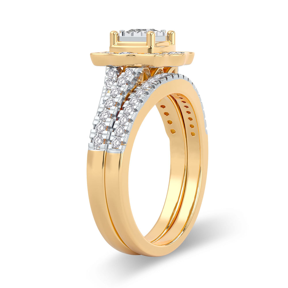 14K Yellow Gold 0.62CT Lab Diamond Bridal Ring Sparkle
