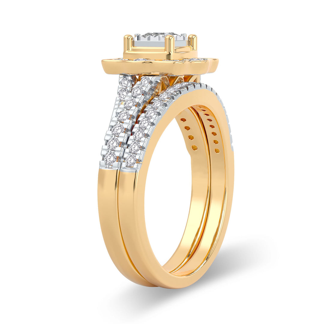 14K Yellow Gold 0.62CT Lab Diamond Bridal Ring Sparkle