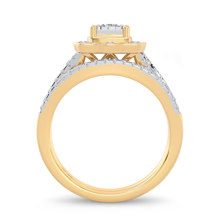 14K Yellow Gold 0.62CT Lab Diamond Bridal Ring Sparkle