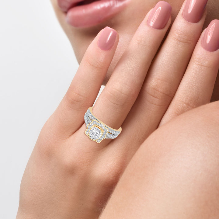 14K Yellow Gold 0.62CT Lab Diamond Bridal Ring Sparkle