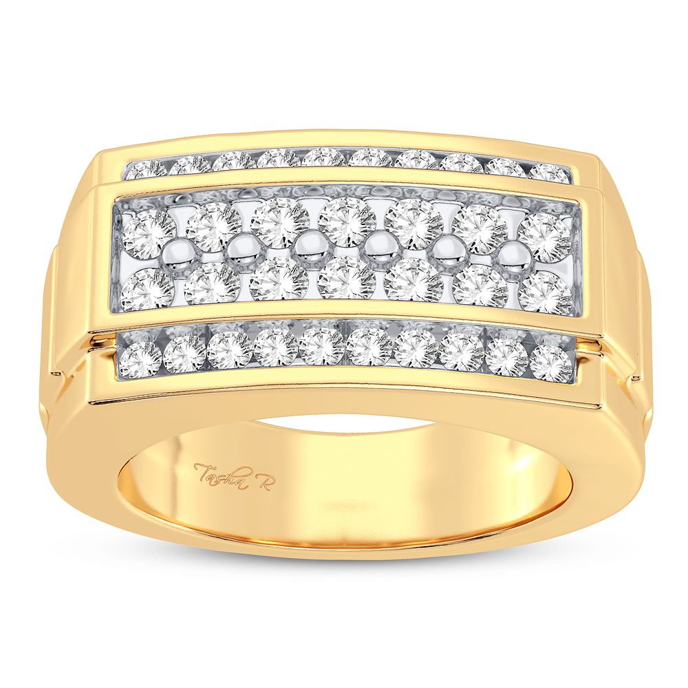 14K Yellow Gold Mens Lab Diamond Statement Ring - 1.50CT