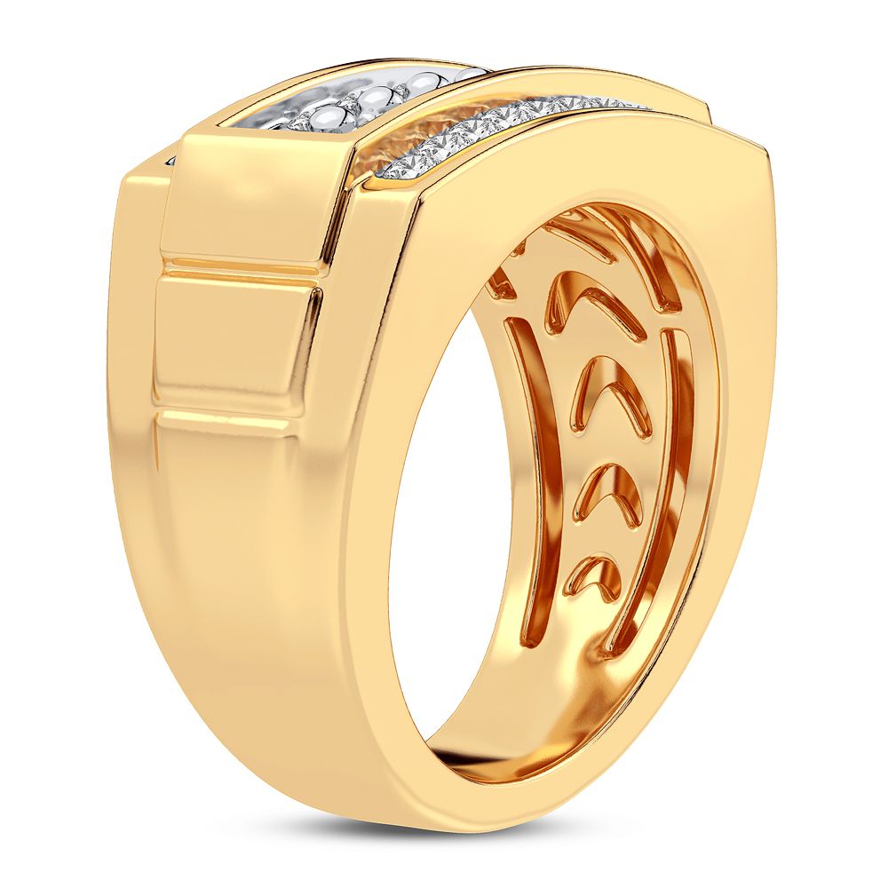 14K Yellow Gold Mens Lab Diamond Statement Ring - 1.50CT