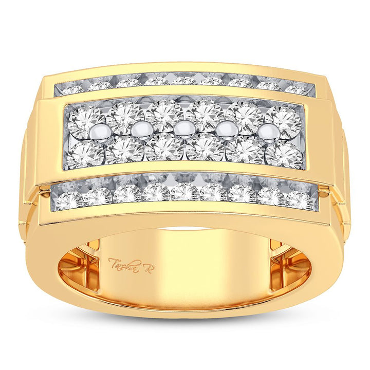 14K Yellow Gold 2CT Lab Diamond Mens Luxury Statement Ring