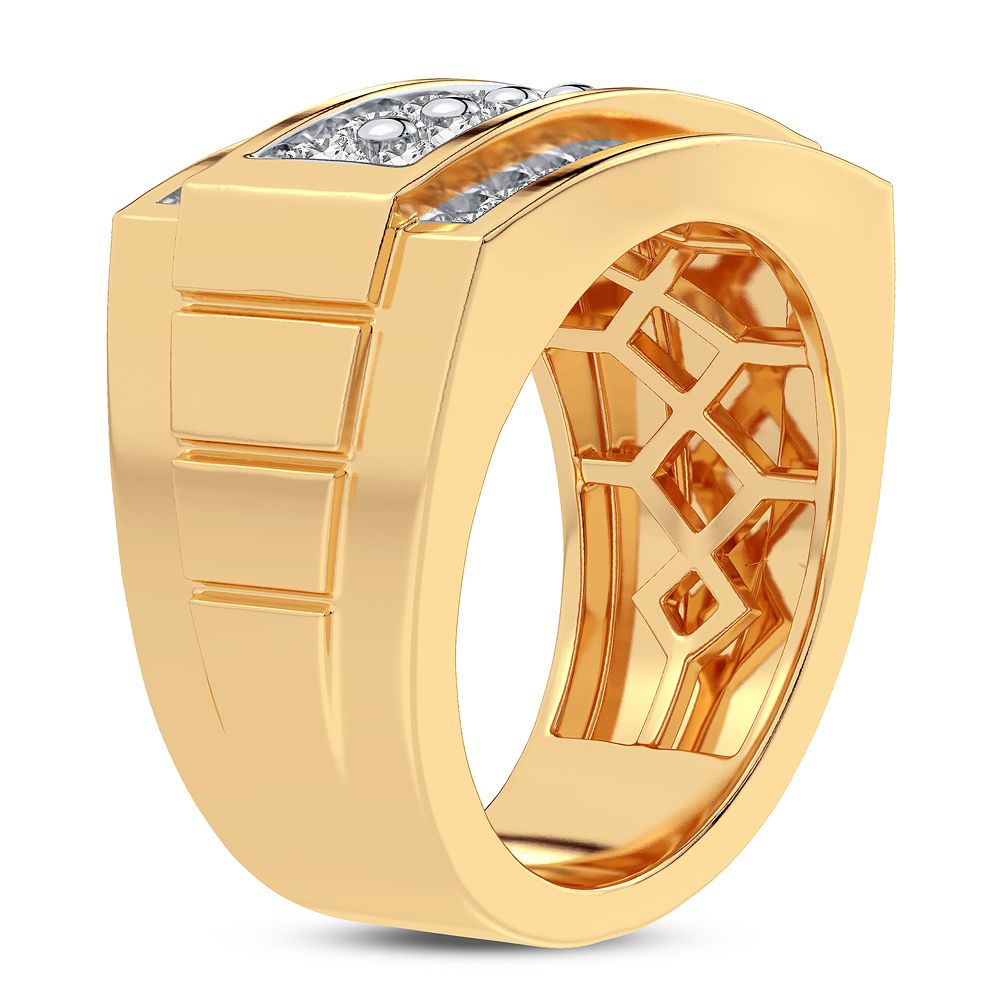 14K Yellow Gold 2CT Lab Diamond Mens Luxury Statement Ring