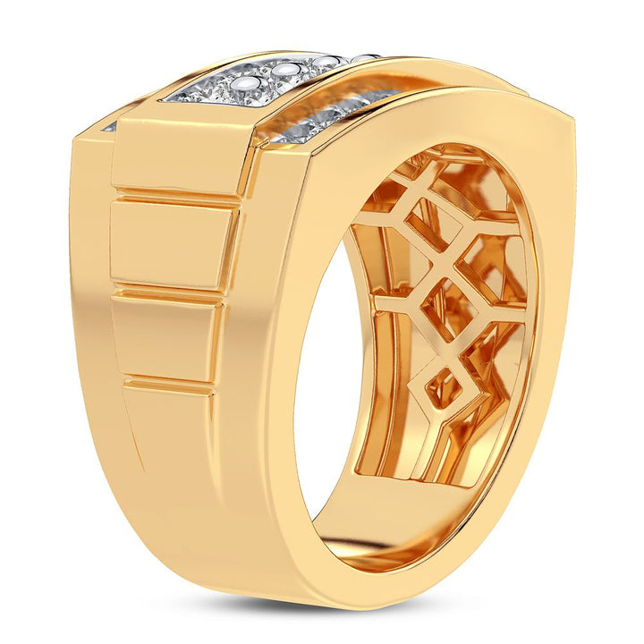 14K Yellow Gold 2CT Lab Diamond Mens Luxury Statement Ring