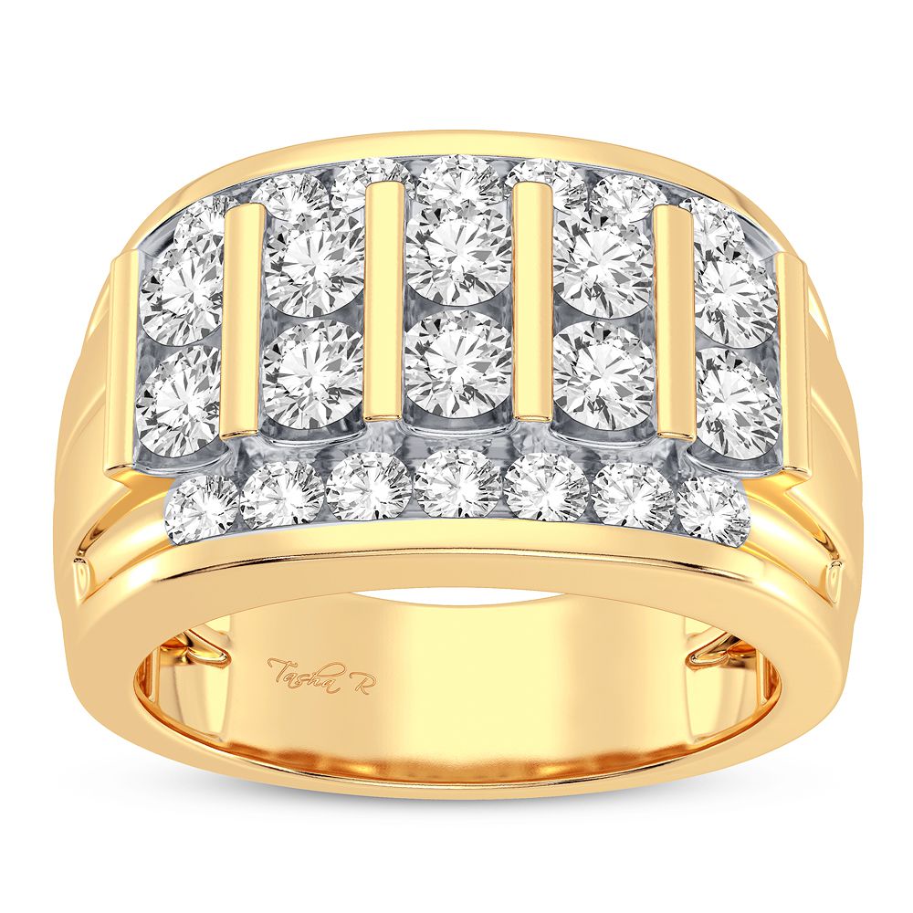 14K Yellow Gold Mens Lab Diamond Statement Ring - 2CT Brilliance