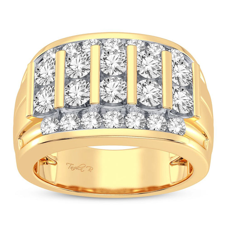 14K Yellow Gold Mens Lab Diamond Statement Ring - 2CT Brilliance