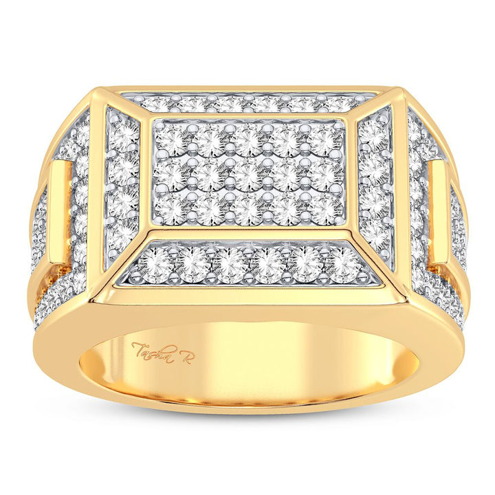 14K Yellow Gold Mens Lab Diamond Statement Ring - 2CT Brilliance
