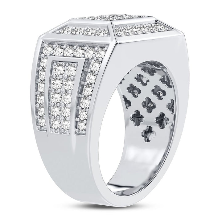 14K White Gold Lab Diamond Mens Statement Ring