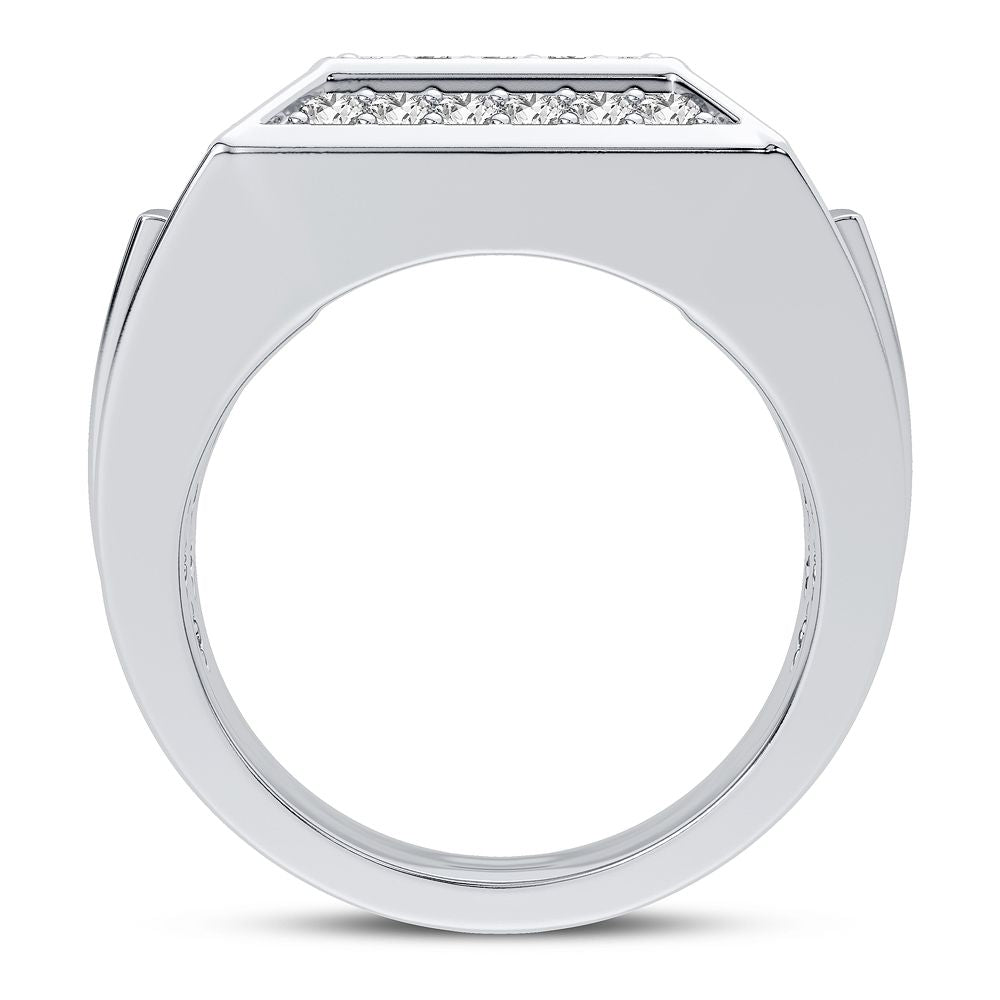 14K White Gold Lab Diamond Mens Statement Ring