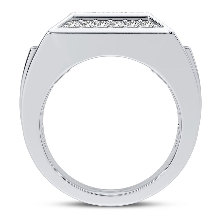 14K White Gold Lab Diamond Mens Statement Ring