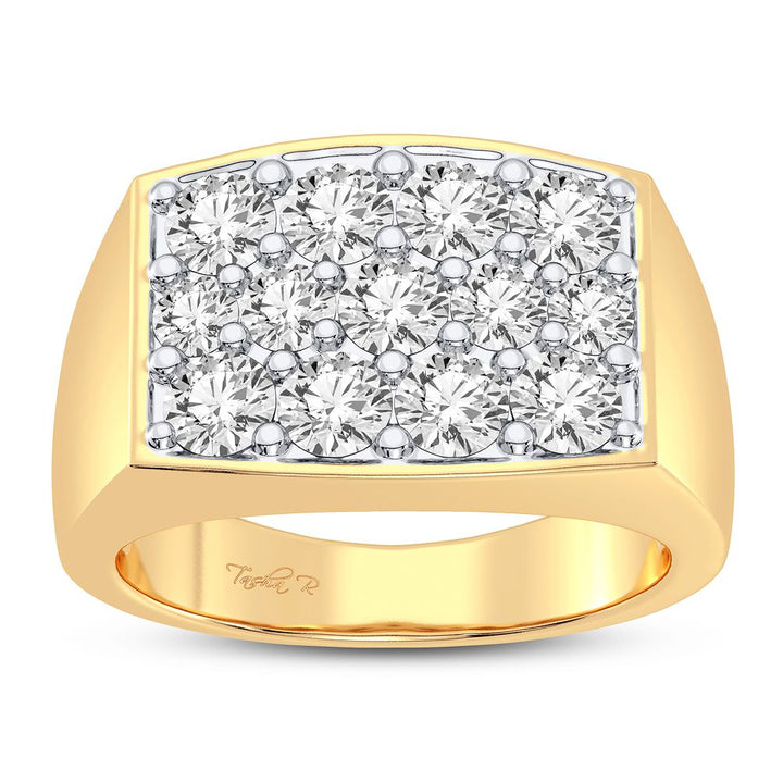 14K Yellow Gold Lab Diamond Mens Statement Ring - 2CT Brilliance