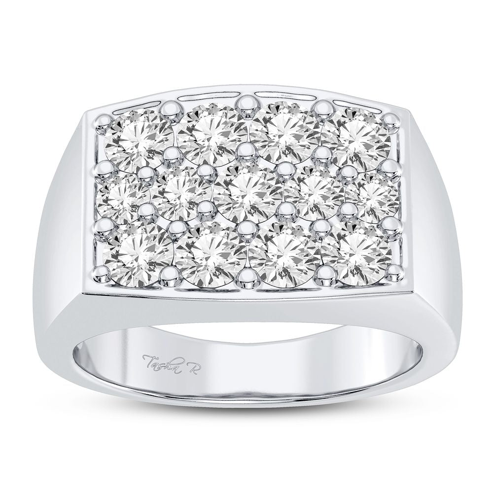 Brilliant 14K White Gold Mens Lab Diamond Statement Ring