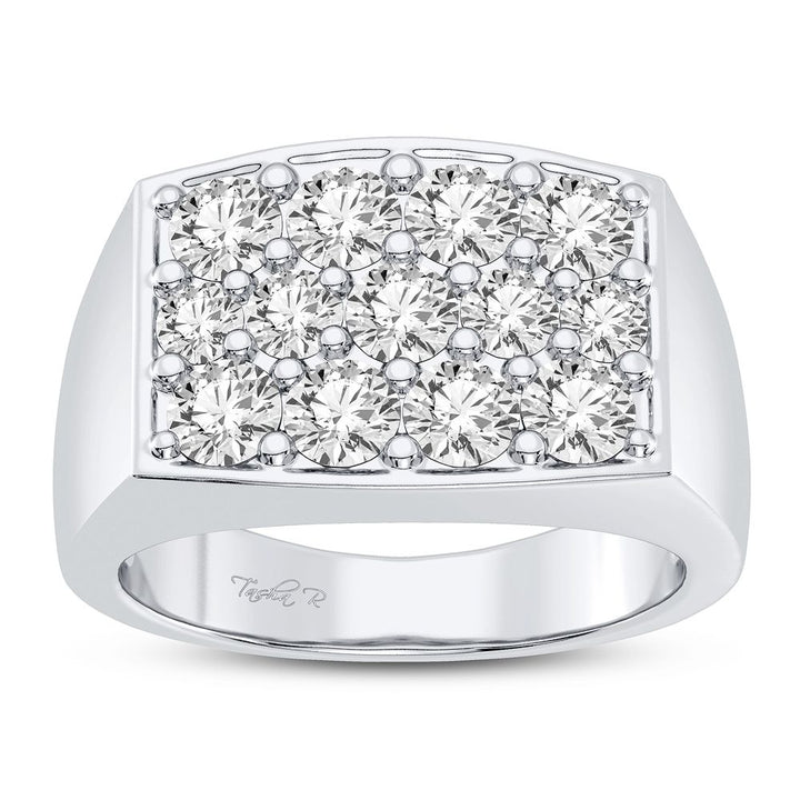 Brilliant 14K White Gold Mens Lab Diamond Statement Ring