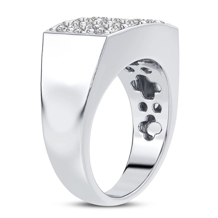 Brilliant 14K White Gold Mens Lab Diamond Statement Ring