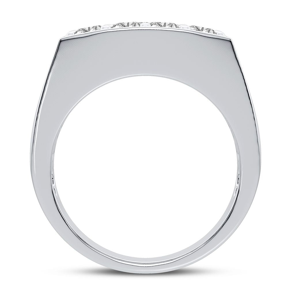 Brilliant 14K White Gold Mens Lab Diamond Statement Ring