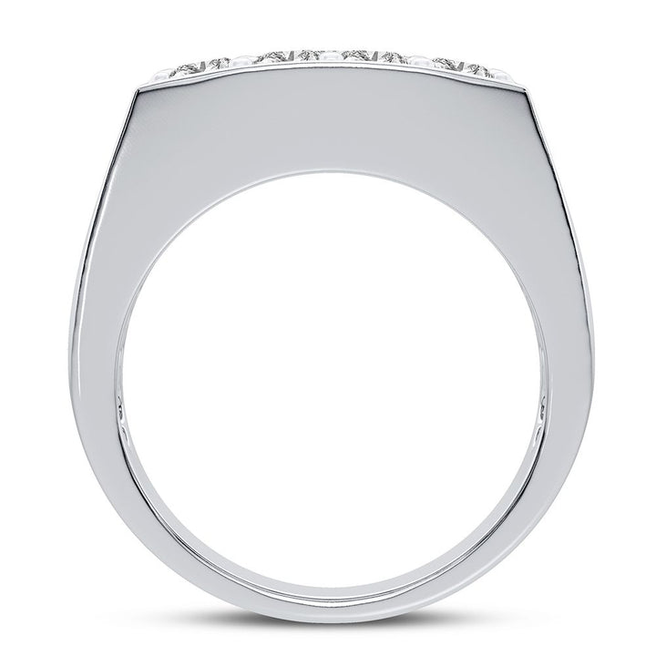 Brilliant 14K White Gold Mens Lab Diamond Statement Ring