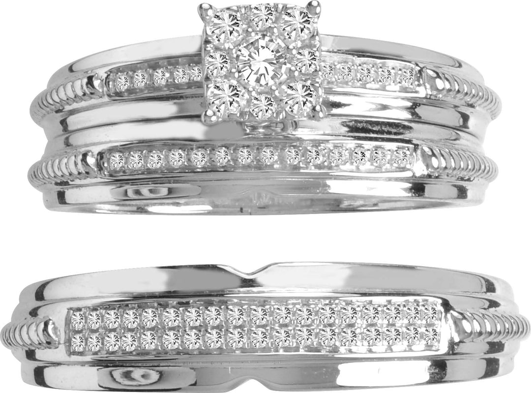 14K 0.33CT Diamond TRIO SET