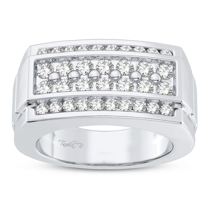 Refined 14K White Gold Lab Diamond Mens Signature Ring