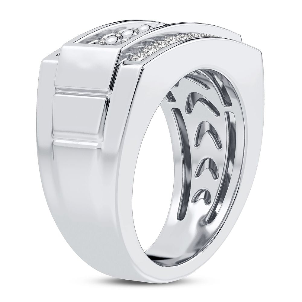 Refined 14K White Gold Lab Diamond Mens Signature Ring