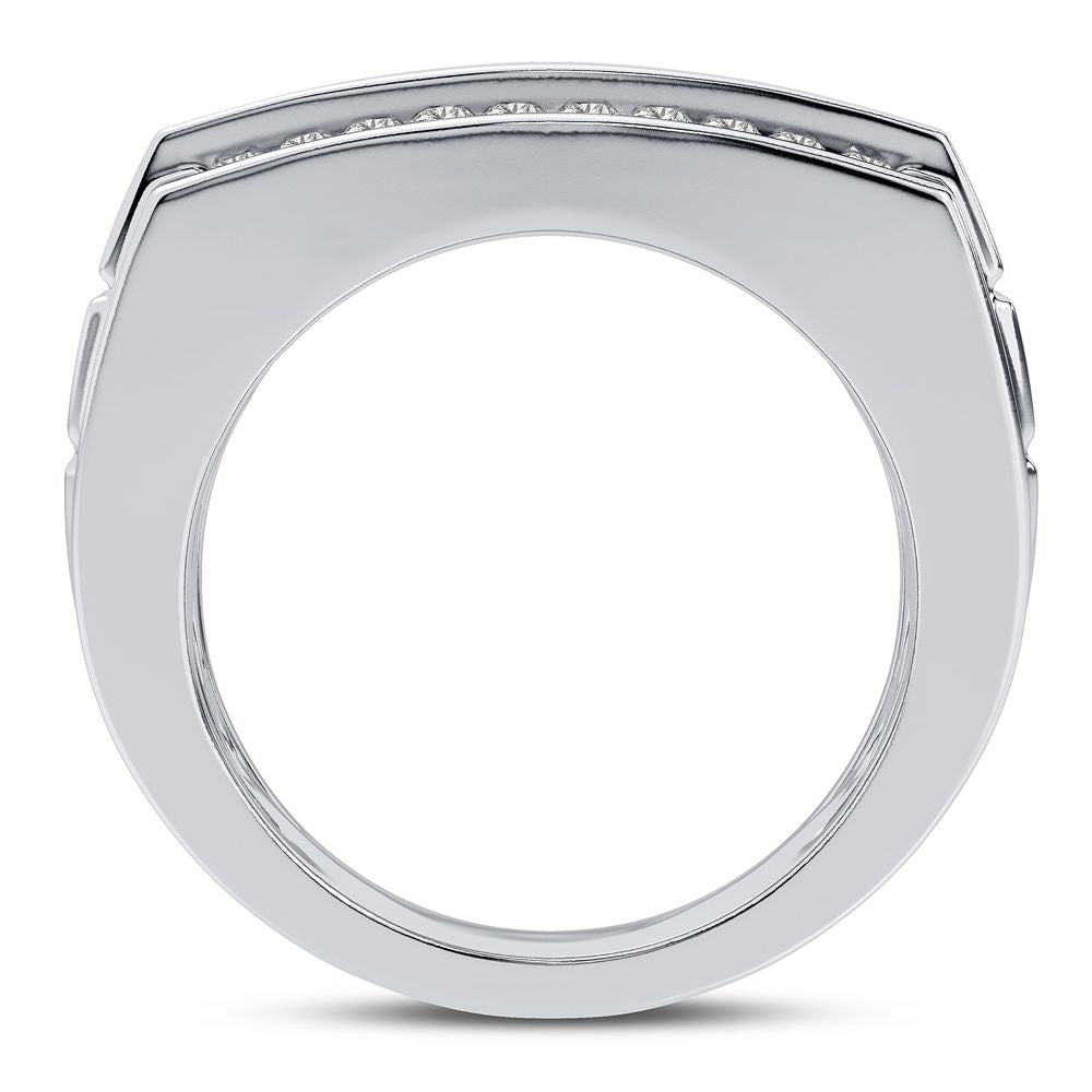 Refined 14K White Gold Lab Diamond Mens Signature Ring