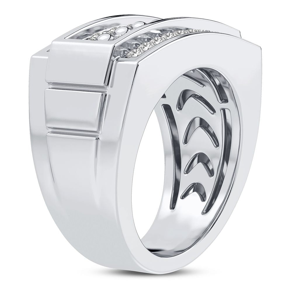 Refined 14K White Gold Lab Diamond Mens Signature Ring