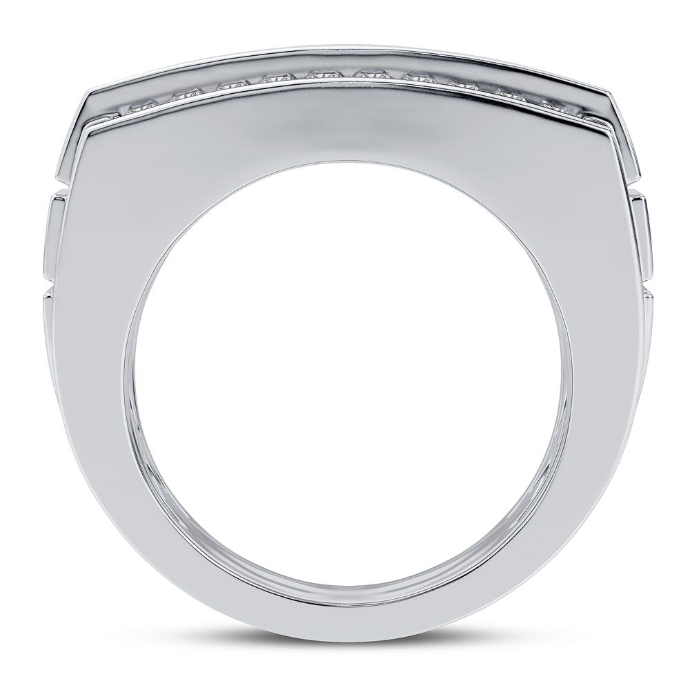 Refined 14K White Gold Lab Diamond Mens Signature Ring