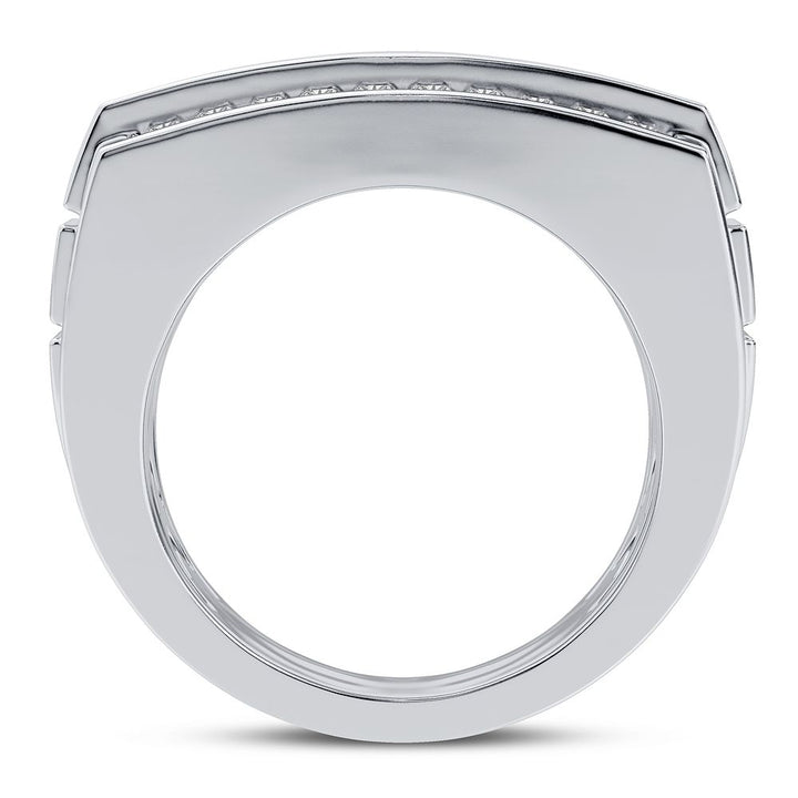 Refined 14K White Gold Lab Diamond Mens Signature Ring