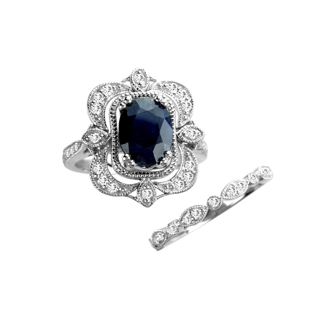 14K 0.50CT Diamond Sapphire Ring