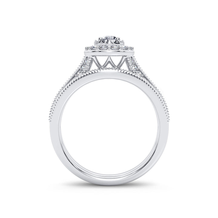 14K White Gold Lab-Grown 0.96CT Diamond Bridal Ring
