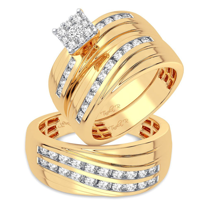 14k Yellow Gold Lab Diamond Trio Set - Timeless Elegance