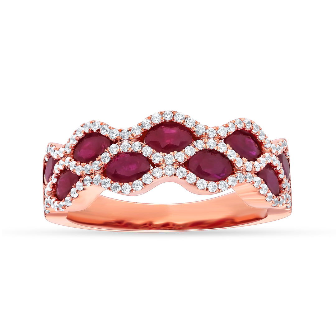 14K 0.28CT Diamond RUBY BAND