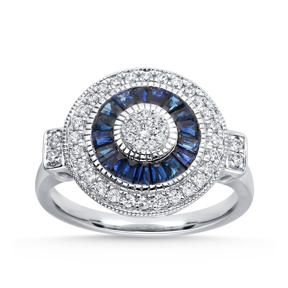 14K 0.38CT Diamond Sapphire Ring