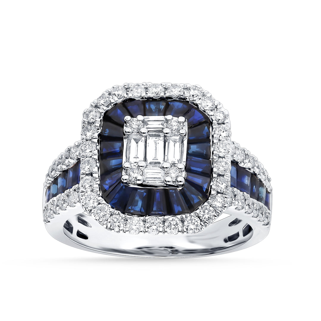 14K 0.93CT Diamond Sapphire Ring