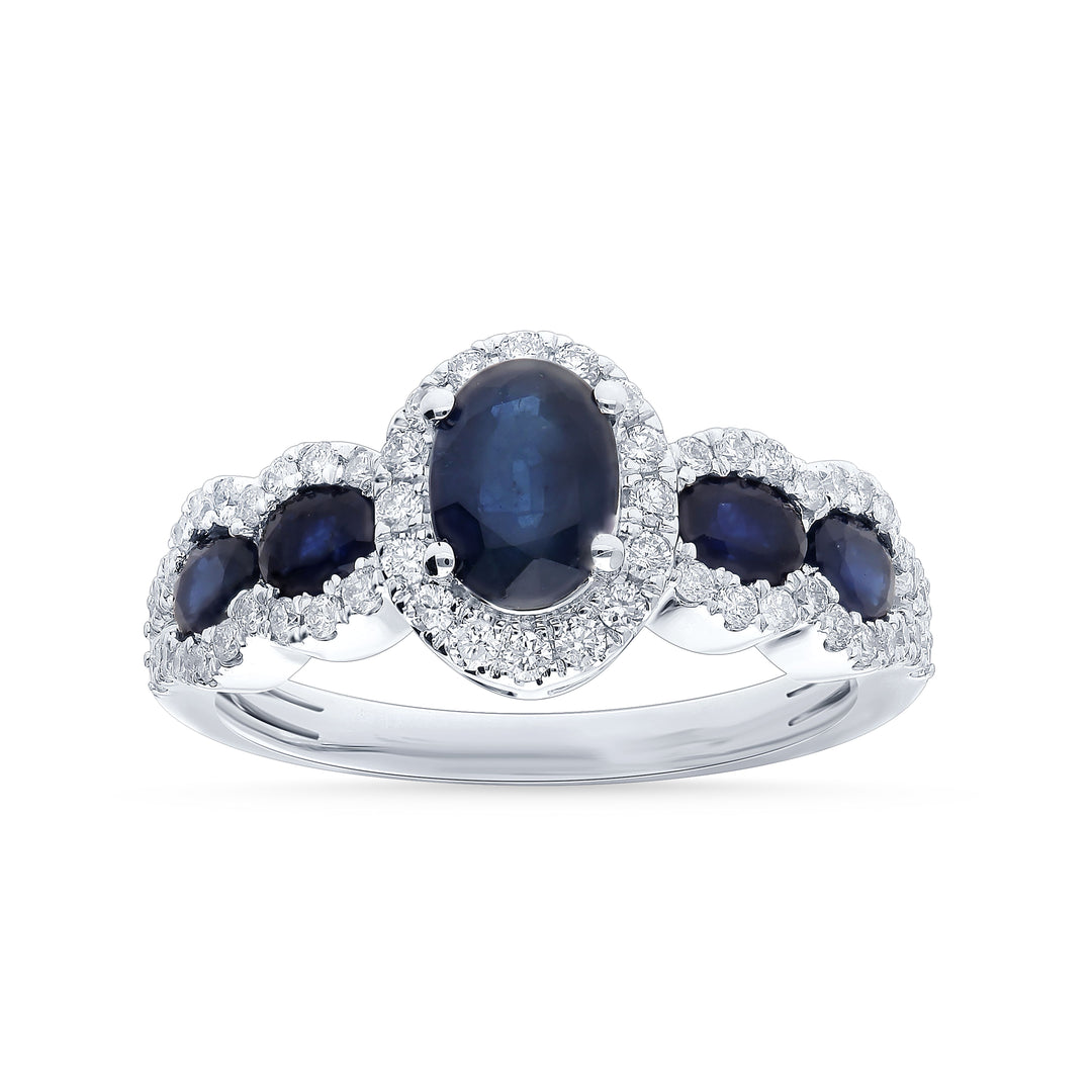 14K 0.45CT Diamond Sapphire Ring