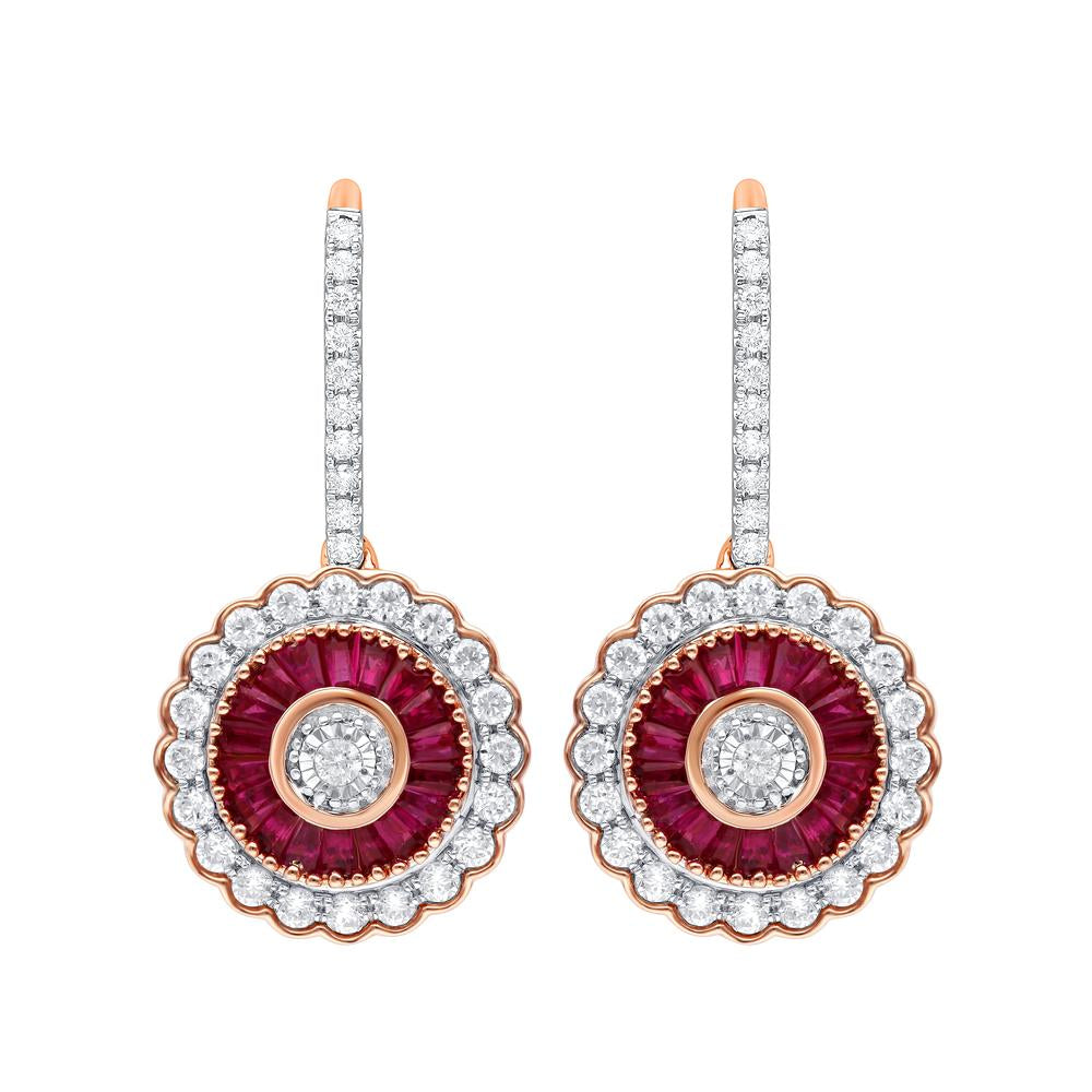 14K 1.00CT Diamond RUBY Earring