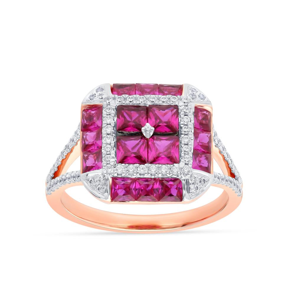 14K 0.34CT Diamond Ruby Ring