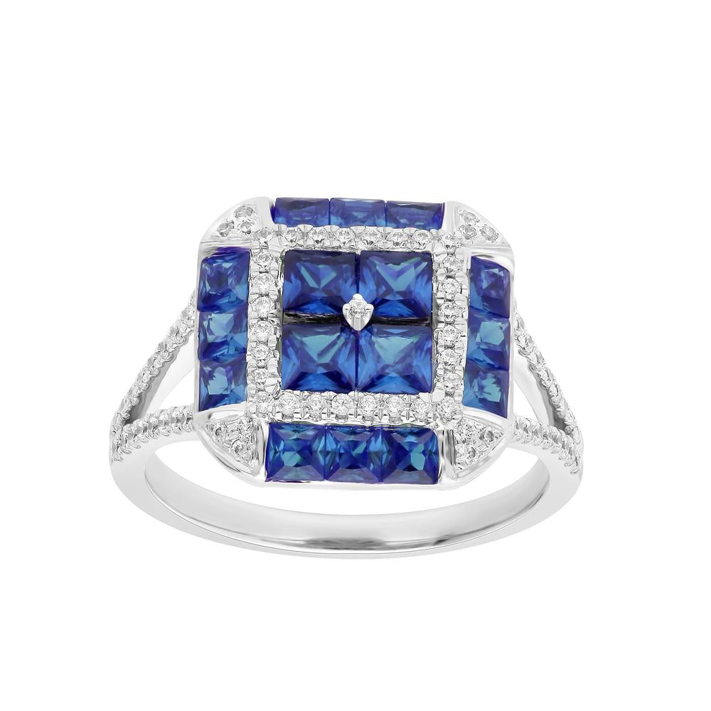 14K 0.34CT Diamond Sapphire Ring