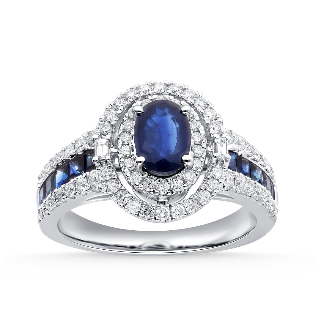 14K 0.60CT Diamond Sapphire Ring