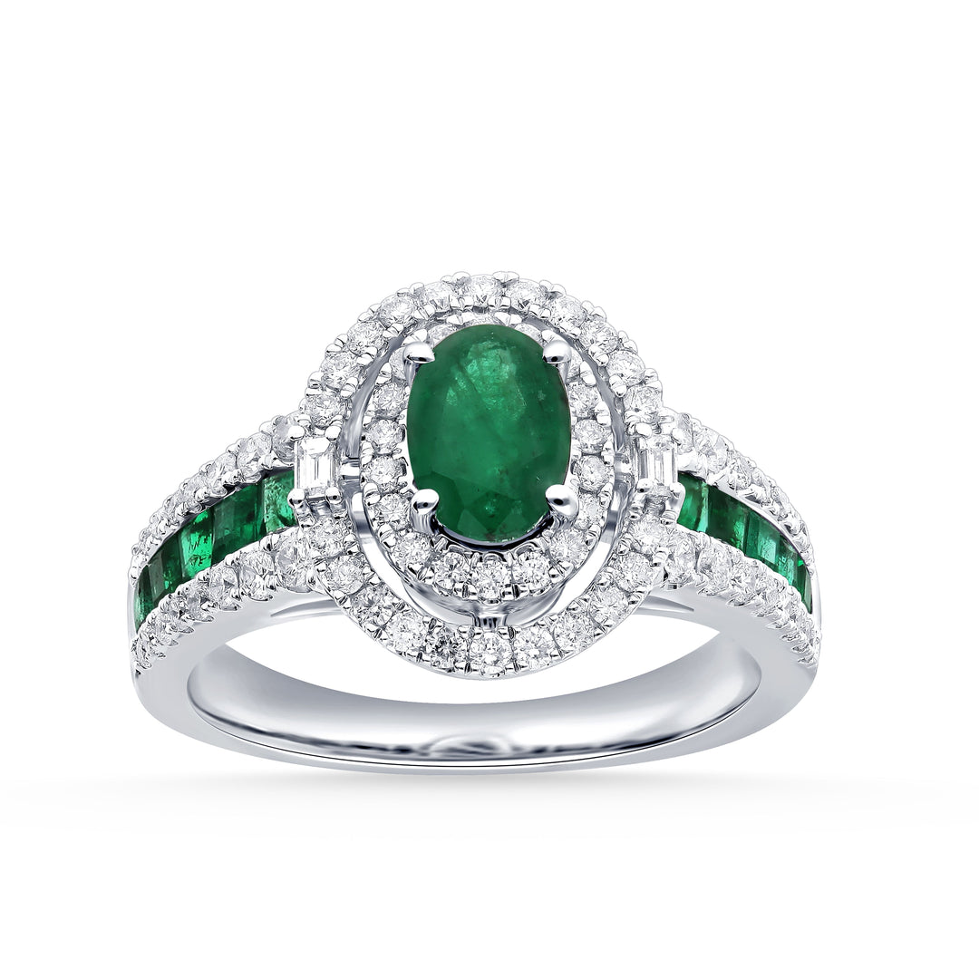 14K 0.58CT Diamond Emerald Ring