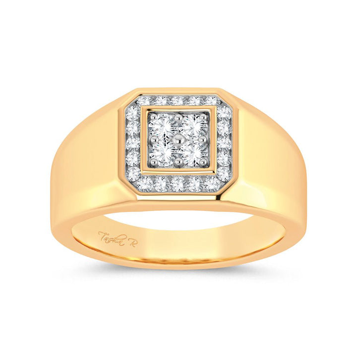 14K White Gold Lab Diamond Mens Statement Ring