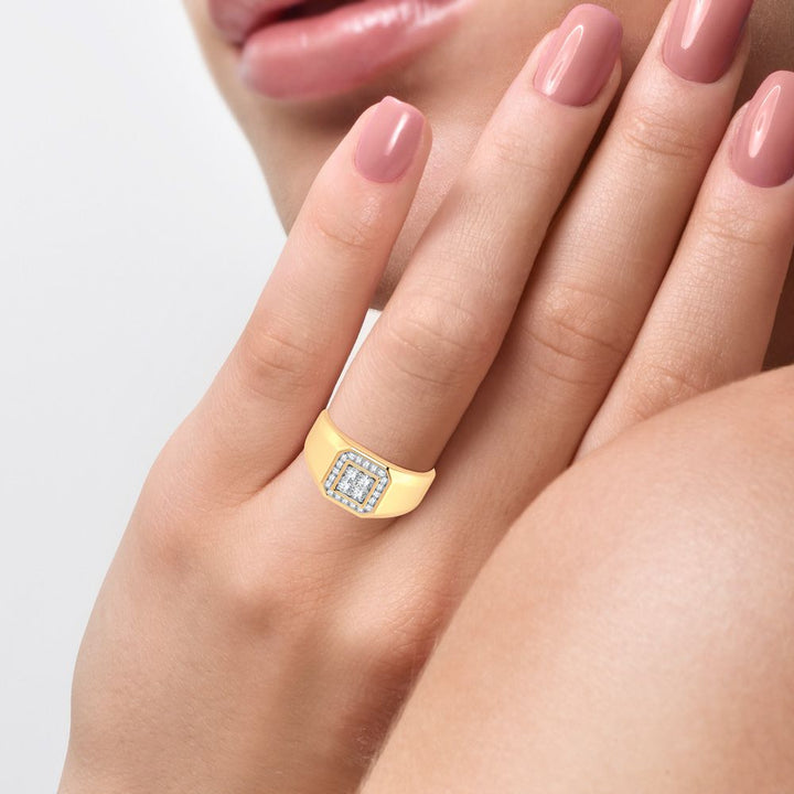 14K White Gold Lab Diamond Mens Statement Ring